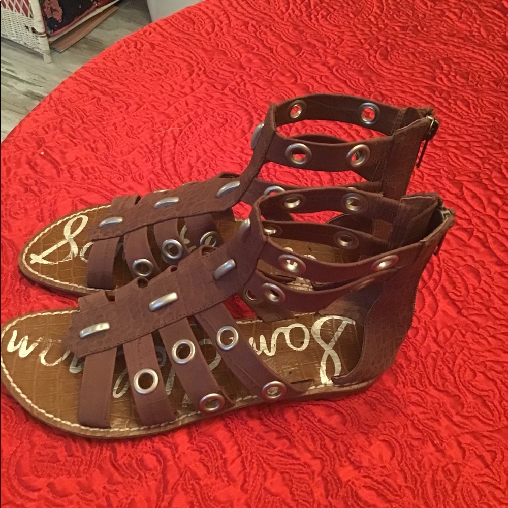 Sam Edelman brown strappy sandals zipper back 7.5 - Picture 5 of 9